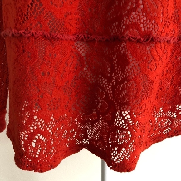 Free People Lace Pullover Orange Top Small - Picture 14 of 16